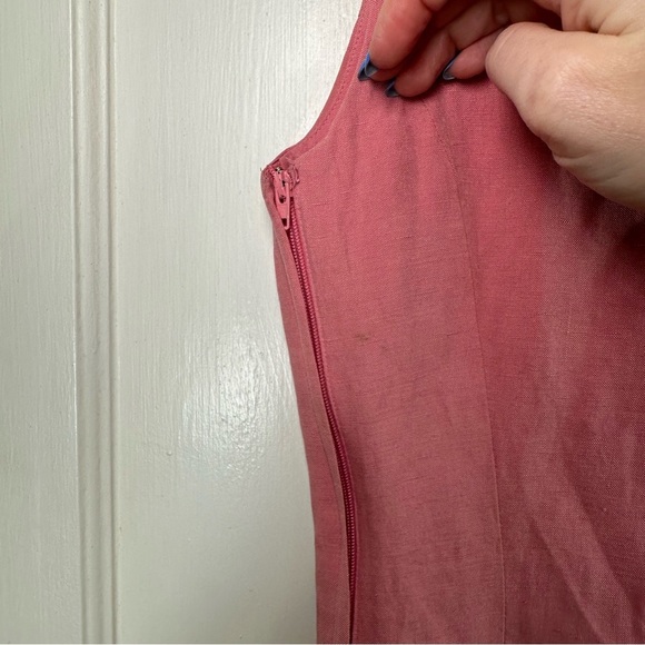 Vintage Laura Ashley Mini Sweetheart Neckline Linen Silk Dress - Picture 5 of 9